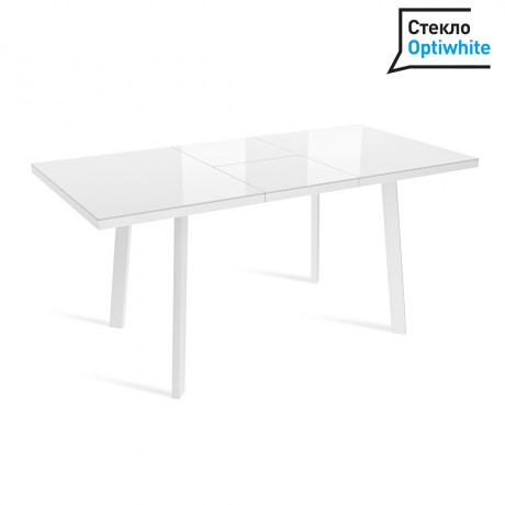 ANGLE 120 стол раздвижной со стеклом Белый Optiwhite/Белый гладкий