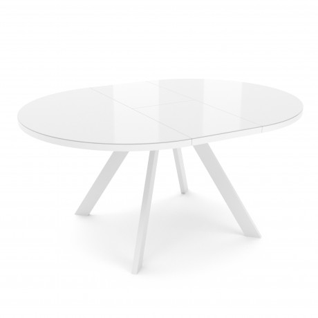 OLIVER 120D стол раздвижной со стеклом Белый Optiwhite/Белый гладкий