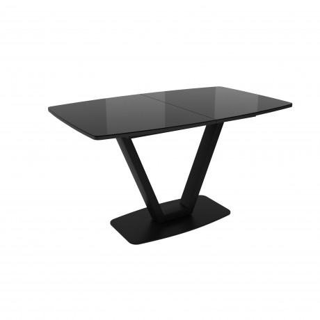 ЛОТУС стол раздвижной со стеклом Черный/Черный